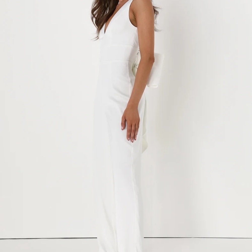 Lulu's White Bow Back Jumpsuit - Picture 4 of 7